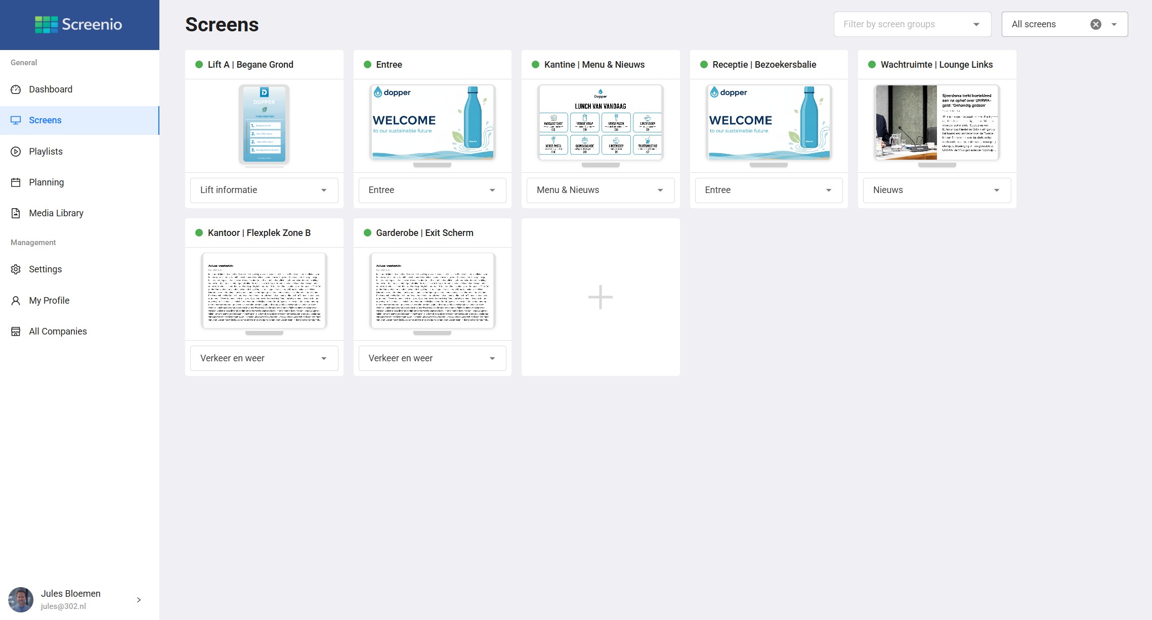 Schermbeheer dashboard